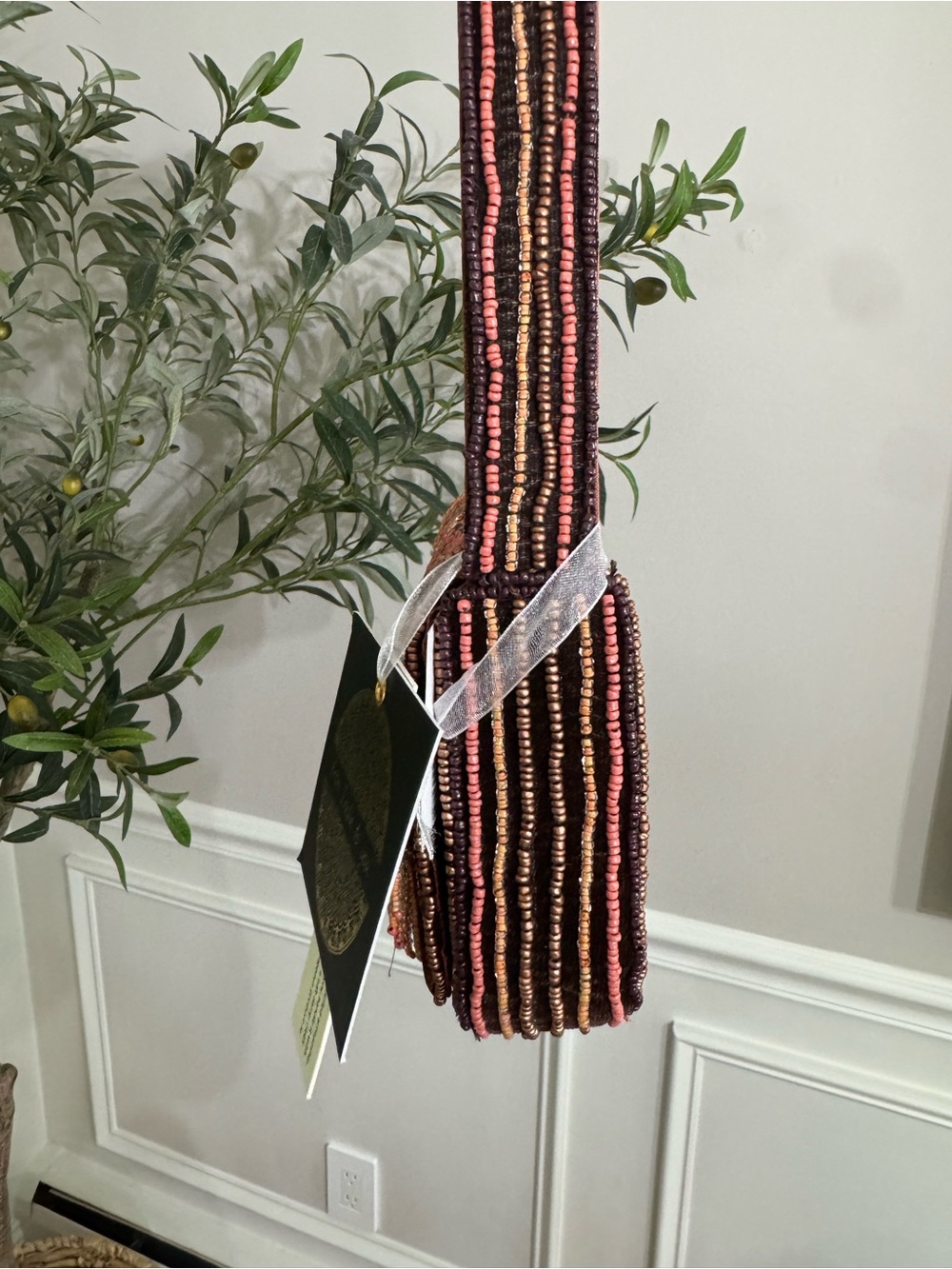 Made in India floral fringe beaded bag - Picture 4 of 7